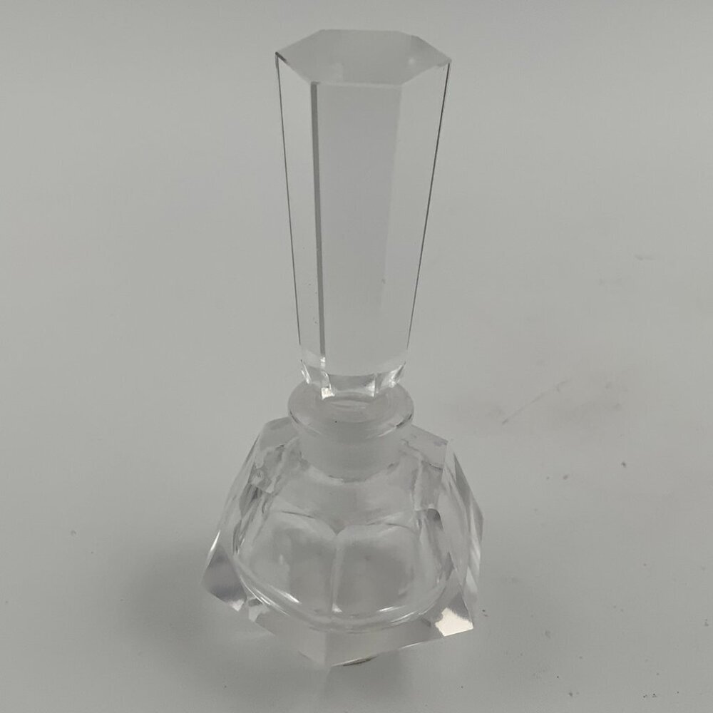 Petite Vintage House of GLOBAL ART Hand Cut Crystal Perfume Bottle w/ Topper